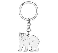 NEWEI Llavero de Oso de Acero Inoxidable para Mujer Niña Regalo Carteras Bolsos Accesorio Charms (Plata)