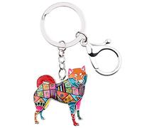 NEWEI Llavero de perro esmaltado para mujeres y niñas lindo perro Keyfobs, Multi Shiba Inu, M
