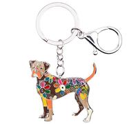 NEWEI Llavero de perro tipo bóxer con esmalte floral para mujeres y niñas, marrón, M