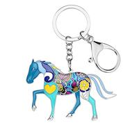 NEWEI Llavero esmaltado con forma de caballo de pony, bonitos llaveros para mujeres y niñas (Azul)