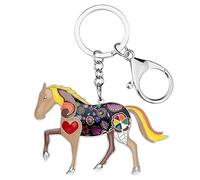 NEWEI Llavero esmaltado con forma de caballo de pony, bonitos llaveros para mujeres y niñas (Marrón)