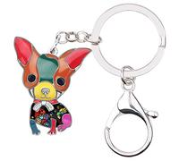NEWEI Llavero esmaltado de Chihauhua para mujeres y niñas (Chihuahua multicolor #4), Multicolor Chihuahua #4, M