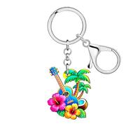 NEWEI Llavero original tropical hawaiano para ukelele de playa, regalos para mujeres y niñas, colgante de guitarra acrílica, Colores alegres., M