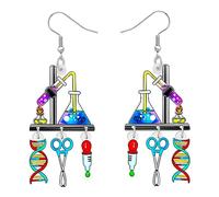 NEWEI Pendientes acrílicos de ciencia y química, joyería de astronomía para mujeres, regalos de biología, dije nerd (ADN de ciencia química), Acrílico, Sin piedra preciosa