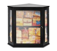 NewEle Panera esquinera extra grande - Panera de bambú para encimeras de cocina, almacenamiento y organizador de pan de cocina de gran capacidad con ventana ondulada acrílica corrugada (negro)