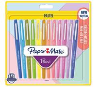 Newell Brands, Paper Mate Flair - Bolígrafos de punta de fieltro (0,7 mm), pastel, 12 unidades