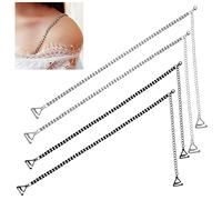 Newellsail 2 Pares Tirantes de Sujetador de Diamantes de Imitación Correa de Hombro Invisible Ajustable Correas de Ropa Interior Antideslizante para Mujer Vestido Sujetador (Plateado y Negro)