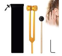 Newellsail Horquilla de Afinación Diapasón de Aleación de Aluminio con Martillo de Silicona y Herramienta de Reparación Ofrece Respuesta de Frecuencia Precisa (Dorado)