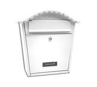 WEIDA Buzón Exterior de Acero Inox Individual | Buzones de Correos Exterior Resistentes, Elegantes, Antilluvia, Tamaño M 36,5x37x13,5 cm | Buzón de Correos Seguro, Cerradura Frontal con Llave (Blanco)