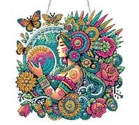 NEWENMO Diosa Diamond Painting Adornos Colgantes,5D Flores y Mariposas Colgante de Pintura de Diamantes,Forma Especial Kit de Diamantes de Cristal,para Puertas y Ventanas Decoración