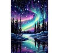 NEWENMO DIY Aurora Diamond Painting Adultos,5D Kit Completo de Aurora Nocturna Pintura de Diamante,Bricolaje Diamond Art Kits,Dibujo de Diamantes Kit,para Decoración de Hogar,Dormitorios, 30x40cm