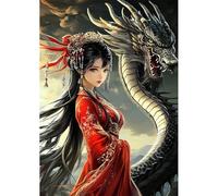 NEWENMO DIY Dragón Diamond Painting Kit Completo,5D Estilo Chino Pintura de Diamante Set para Adultos,Misterioso Diamond Art Kits,Bricolaje Dibujo de Diamantes,para Decoración de Hogar (30x40cm)