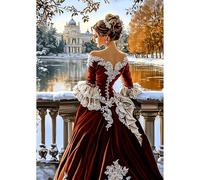 NEWENMO DIY Elegante Mujer Diamond Painting Adultos Kit,Hermoso Paisaje en Invierno Pintura de Diamantes,5D Diamond Art Kit,Bricolaje Dibujo con Diamantes,para Principiantes Decoración Hogar 30x40cm
