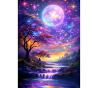 NEWENMO Fantástico Paisaje Diamond Painting Adultos,DIY Luminoso Árbol Pintura de Diamante Set,5D Diamond Art Kit Completo,Bricolaje Dibujo de Diamantes,para Principiantes Hogar Decoración 30x40cm