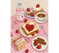 NEWENMO Fresa y Chocolate Diamond Painting Adultos,DIY Desayuno Delicioso Pintura de Diamante,5D Diamond Art Kit Completo,Bricolaje Dibujo de Diamantes,para Principiantes Hogar Decoración 30x40cm