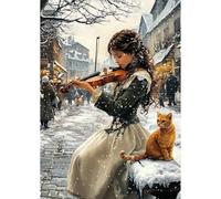 NEWENMO Hermosa Dama Diamond Painting Adultos Kit,Paisaje Urbano Pintura de Diamantes,5D Escena de Nieve Diamond Art Kit,Bricolaje Dibujo con Diamantes,para Principiantes Decoración Hogar 30x40cm