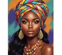 NEWENMO Hermosa Dama Pintar por Numeros Adultos,Negra Mujer Pintura por Numeros Kit,DIY Paint by Numbers Kits,con Pinceles y Pigmento Acrílico,para Principiantes Hogar Decoracion 40x50cm