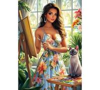 NEWENMO Mujer Hermosa Diamond Painting Kit para Adultos,DIY Mujer Elegante Pintura de Diamantes,5D Diamond Art Kit,Bricolaje Dibujo con Diamantes,para Principiantes Decoración del Hogar 30x40cm