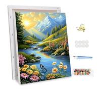 NEWENMO Pájaros y Flores Pintar por Numeros con Marco,Primavera Paisaje Pintura por Números para Adultos Principiantes,DIY Pintura al Óleo Kit,Easy Paint by Numbers,para Decoracion Hogar 30x40cm