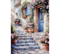 NEWENMO Pintoresco Campo Diamond Painting Adultos Kit,DIY Hermosas Flores Rosa Pintura de Diamantes,5D Diamond Art Kit,Bricolaje Dibujo con Diamantes,para Principiantes Decoración del Hogar 30x40cm