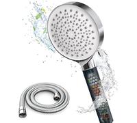 Newentor Alcachofa de ducha con manguera y filtro - Alcachofa de ducha de lluvia - Manguera de por vida y perlas filtrantes - 99% de eliminación de cloro, protección de la piel - para agua dura,Negra