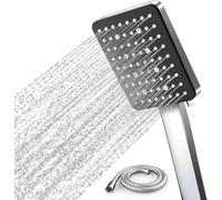 Newentor Cabezal de ducha con manguera, Alcachofa de ducha, Alcachofa de ducha de mano, ducha de lluvia con 6 tipos de chorro, negro mate