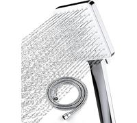 Newentor Cabezal de ducha con manguera, cabezal de ducha de alta presión con manguera de 2 m, juego de manguera y cabezal de ducha universal con 6 ajustes modo de pulverización, cromo