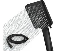 Newentor - Cabezal de ducha de alta presión con manguera de 1,5 m, 6 modos de pulverización, color negro