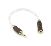 NewFantasia Cable adaptador de audio estéreo macho de 3,5 mm a hembra de 4,4 mm, 8 núcleos, 6N OCC de cobre chapado en plata, carcasa de madera de nogal, macho de 3,5 mm a hembra equilibrada de 4,4 mm