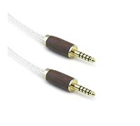 NewFantasia Cable adaptador de audio para auriculares de 4,4 mm macho a macho, 5 polos, cable adaptador de audio 6N OCC cobre chapado en plata, alambre de madera de nogal de 4,4 mm a 4,4 mm macho de