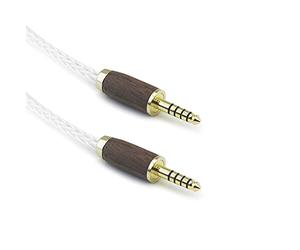 NewFantasia Cable adaptador de audio para auriculares de 4,4 mm macho a macho, 5 polos, cable adaptador de audio 6N OCC cobre chapado en plata, alambre de madera de nogal de 4,4 mm a 4,4 mm macho de