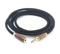 NewFantasia Cable adaptador de audio para auriculares equilibrado de 4,4 mm macho a 4,4 mm hembra, cable de extensión 6N OCC de cobre chapado en plata, cable chapado en plata, carcasa de madera de