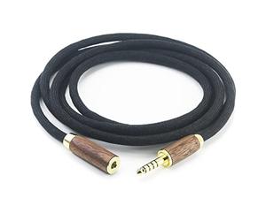NewFantasia Cable adaptador de audio para auriculares equilibrado de 4,4 mm macho a 4,4 mm hembra, cable de extensión 6N OCC de cobre chapado en plata, cable chapado en plata, carcasa de madera de