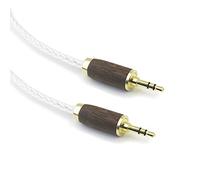 NewFantasia Cable de audio estéreo macho a macho de 3,5 mm, 8 núcleos, 6N OCC, cobre chapado en plata, cable auxiliar de madera de nogal para auriculares, coche, hogar, altavoz, smartphone, 1,5 m
