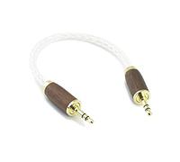 NewFantasia Cable de audio estéreo macho a macho de 3,5 mm, adaptador de audio para auriculares 8 núcleos, 6N, OCC de cobre, cristal único, chapado en plata, concha de madera de nogal, cable AUX de 3,5 mm a 3,5 mm macho de 15 cm/5,9 pulgadas