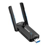 NEWFAST - Llave WiFi 7 potente BE6500 U373, triple banda, 2,4 G/5 G/6 G, llave WiFi para PC, adaptadores USB WiFi con antenas dobles de alta ganancia, USB3.0, WPA3, llave dongle WiFi compatible con