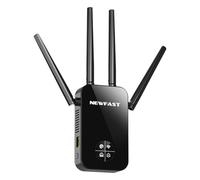 NEWFAST Repetidor WiFi AC1200 Amplificador Señal WiFi 5GHzy2,4GHz Amplificador Wi-Fi, 4 * 3dBi Antenas, Punto de Acceso con Cobertura de 360°,Extensor Wi-Fi (Negro)