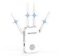 NEWFAST Repetidor WiFi AC1200 Amplificador Señal WiFi 5GHzy2,4GHz Amplificador Wi-Fi, 4 * 3dBi Antenas, Punto de Acceso con Cobertura de 360°,Extensor Wi-Fi