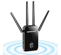 NEWFAST Repetidor WiFi AC1200 Amplificador Señal WiFi 5GHzy2,4GHz Amplificador Wi-Fi, 4 * 3dBi Antenas, Punto de Acceso con Cobertura de 360°,Extensor Wi-Fi