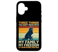 Newfoundland Dog Retro - Familia, Libertad y mi Oso Negro Carcasa para iPhone 16