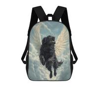 Newfoundland Dog with Angel Wings Gentle Giant Memorial Print Black Dog with Wings Mochila Escolar Mochilas Escolares Para Niñas Y Niños Mochila Con Bolsillo Mochila Escolar De Moda Para Niños 17inc