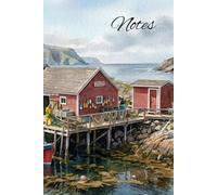 Newfoundland Fishing Village Watercolor Notebook: 6x9 Lined Journal, 100 Pages, Ocean Scene, Coastal Art Cover, Gifts for Writers, Artists & Travelers