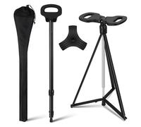 NEWFUN - Bastón de asiento plegable, ligera, ligera para caminar, ultraligera y plegable, con bolsa de transporte y 2 reposapiés para personas mayores y adultos