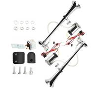 NEWFUN Bocina Aire Comprimido, Bocina Camion, Claxon Coche 12v Potente, Bocinas Musicales, para Coche Camión Coche Triciclo Barco Tren Etc （ Compresor ya Incluido en el Kit）