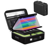 NEWFUN Bolsa Ignifuga, Caja para Documentos Ignífuga, Bolsa Impermeable Ignífuga para Documentos, Bolsa Rígida con Cerradura con 12 Compartimentos para Documentos A4, Certificados, Pasaportes, etc.