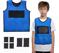 NEWFUN Chaleco con Peso para Niños, Chaleco peso para ABR Hiperestimulación Autismo, TDAH, SPD SI Trastornos, Chalecos Niños y Niñas, peso Extraíble,Size-M (blue, L)