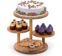 NEWFUN Expositor Madera de 4 Pisos, Etagere de 4 Pisos para Cupcakes, Soporte para Tartas de Madera, Bandeja para Servir, Posavasos Olzun para Fiestas, Bodas, Festivales.