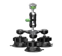 NEWFUN Soporte Camara, Soporte de Ventosa para Coche Kit, Kit Montaje Coche Triple Ventosa, Soporte de Ventosa para cámara de Techo, Soporte de Coche en Tercera Persona para Insta360/Gopro