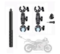 NEWFUN Soporte de Cámara, Accesorio para insta360 x4, Kit de Moto para insta360 x4,X3,X2, Rotación de 360 Grados, Doble Abrazadera, Doble Estabilidad, Soporte de Moto