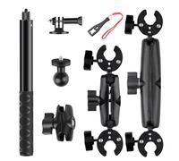 NEWFUN Soporte de Cámara, Accesorio para insta360 x4, Kit de Moto para insta360 x4,X3,X2, Rotación de 360 Grados, Doble Abrazadera, Soporte de Moto, Compatible con Múltiples Dispositivos